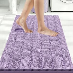 Bath Mat Non Slip Absorbent Shaggy Lavender Purple Bathroom Floor Rug 36×24x1"